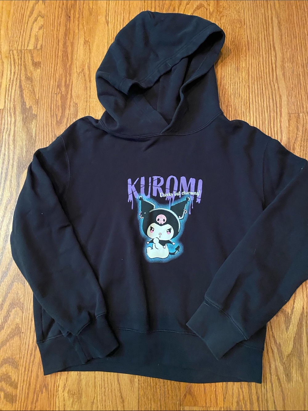 Uniglo Sanrio Kuromi Black Hoodie with Purple & Blue Graphic